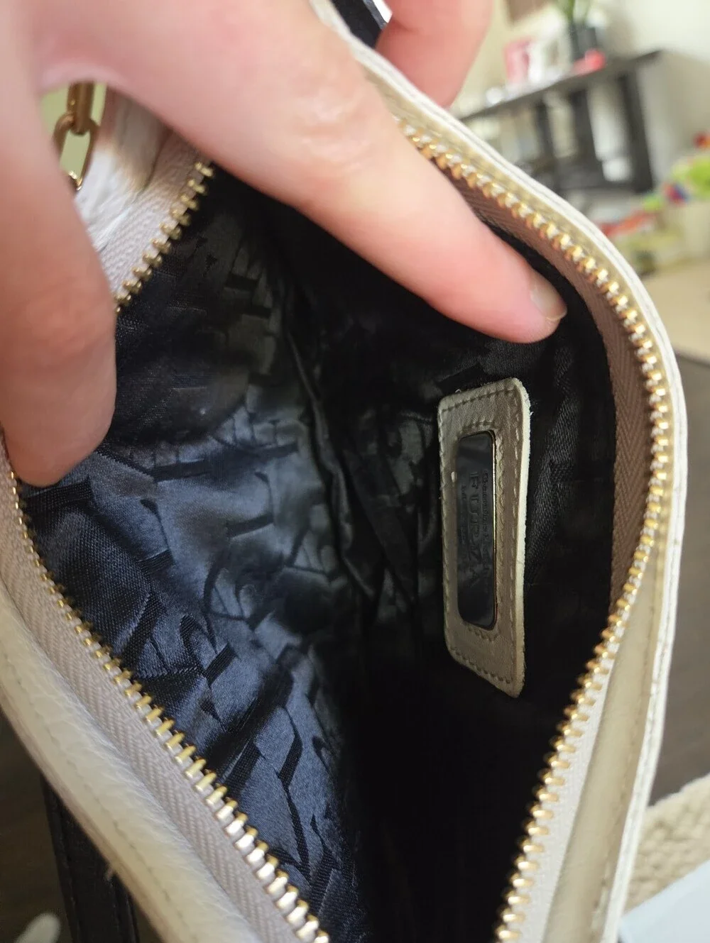 Furla Black & White Colorblock Leather Chain Strap Mini Bag Made in Italy